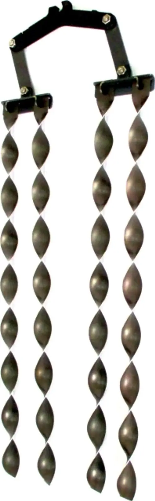 Turbulator mit spiralförmigen Elementen, montiert an einem Metallrahmen, geeignet für Anwendungen im Bereich der Wolf Technologie.